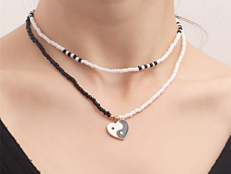 Black & White Howlite Yin Yang Pendant Layered Necklace Supply