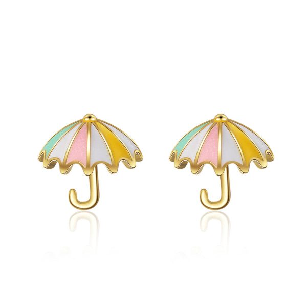 18K Gold-Plated Umbrella Stud Earrings on Sale