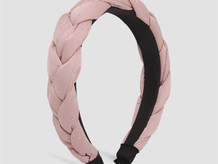 Pink Cubic Zirconia-Accent Braided Hard Headband Fashion