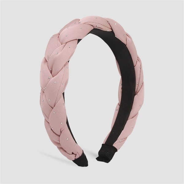 Pink Cubic Zirconia-Accent Braided Hard Headband Fashion