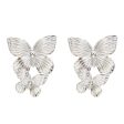 Silver-Plated Double-Butterfly Dangle Earrings Online now