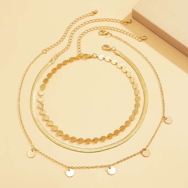 18K Gold-Plated Disc Necklace Set Online Sale