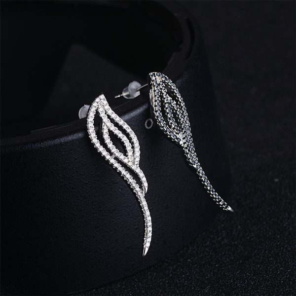 Black & White Cubic Zirconia Wing Drop Earrings Online now