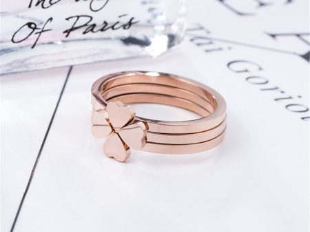 18K Rose Gold-Plated Heart Clover Ring Hot on Sale