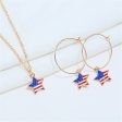 18K Gold-Plated American Flags Star Necklace & Earring Set Fashion