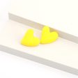 Yellow Acrylic & Silve-Plated Heart Stud Earrings Supply