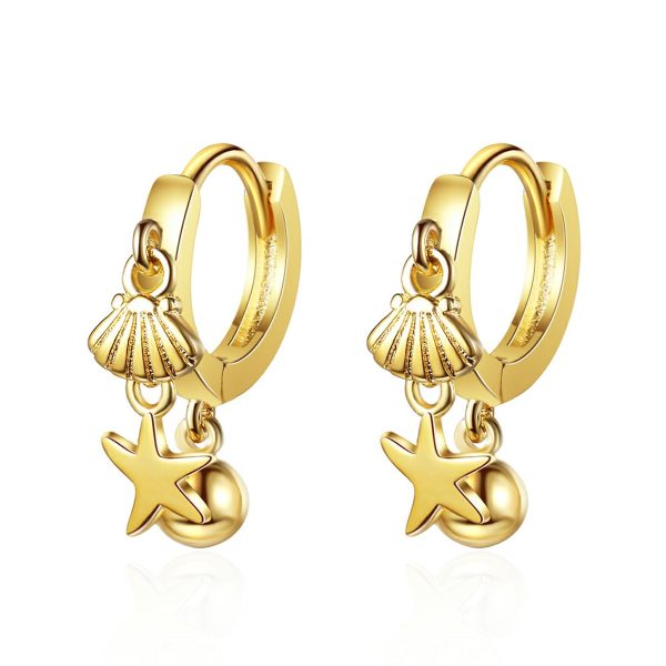 18K Gold-Plated Starfish Shell Charm Huggie Earring Online Hot Sale