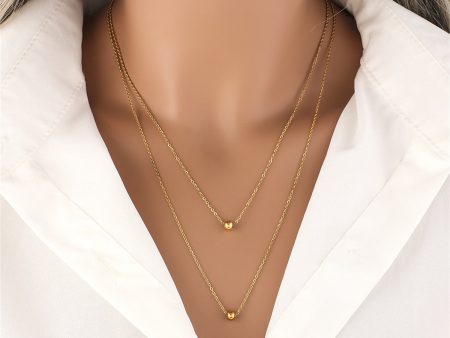 18K Gold-Plated Bead Layered Necklace For Discount