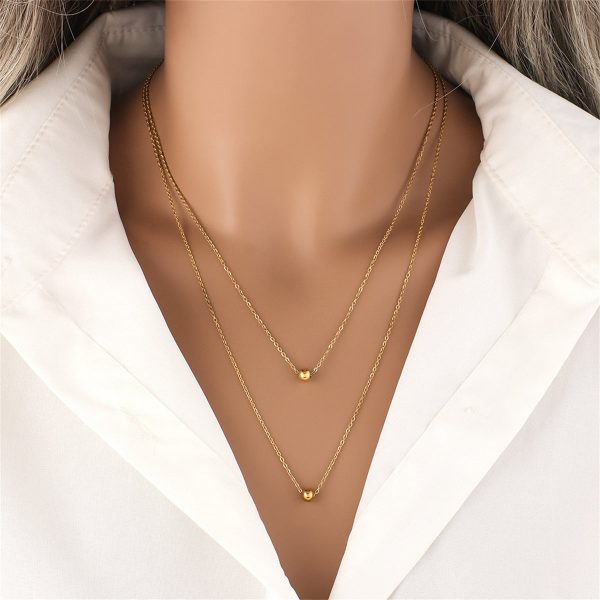 18K Gold-Plated Bead Layered Necklace For Discount