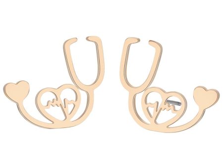 18K Gold-Plated Stethoscope Stud Earrings Online Hot Sale