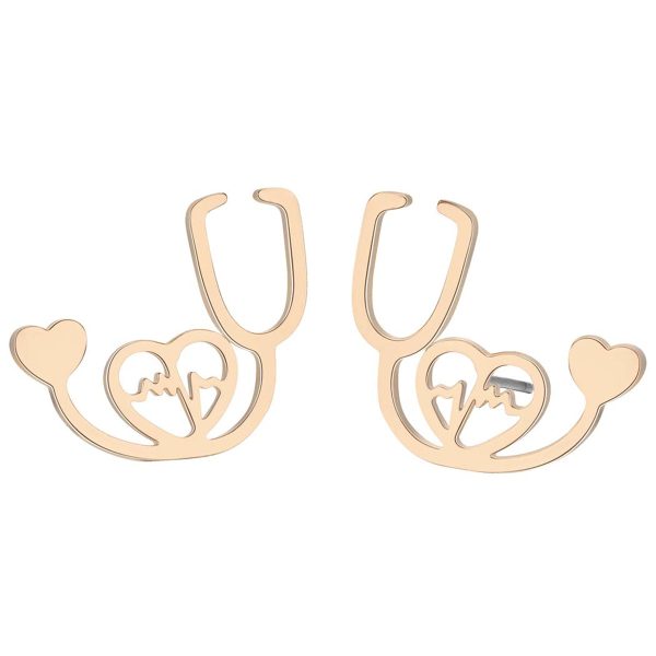 18K Gold-Plated Stethoscope Stud Earrings Online Hot Sale