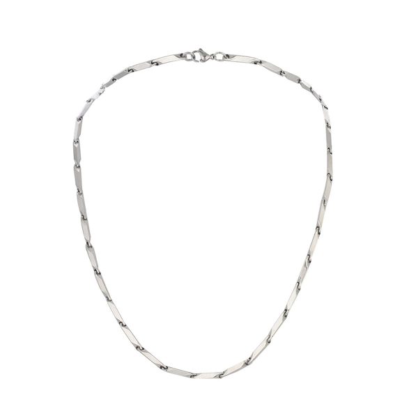 Silver-Plated Geometric Chain Necklace For Sale