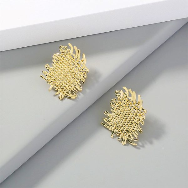 18K Gold-Plated Weave Stud Earrings Discount