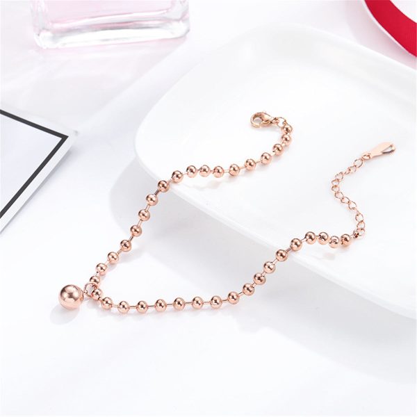 18K Rose Gold-Plated Bead Anklet Online now