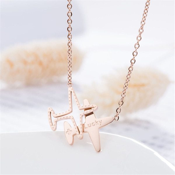 18K Rose Gold-Plated Airplane Pendant Necklace Cheap