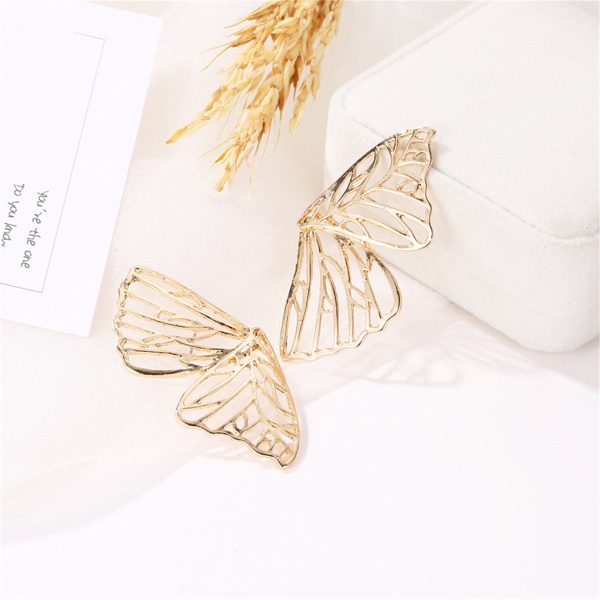 18K Gold-Plated Openwork Butterfly Wing Stud Earrings Online Hot Sale