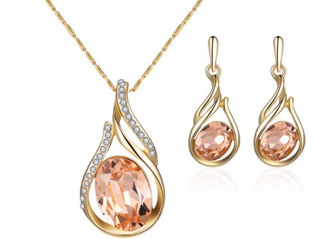 Yellow & White Cubic Zirconia Pendant Necklace & Drop Earrings For Sale