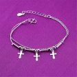 Silver-Plated Cross & Bead Double-Strand Anklet Online Sale