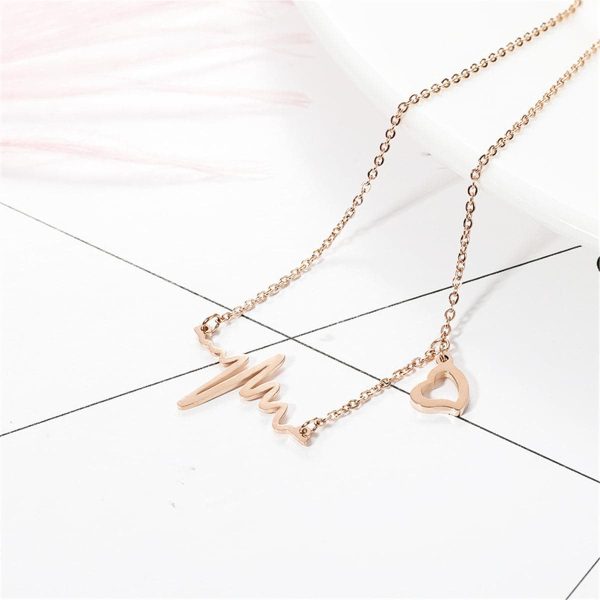 18K Rose Gold-Plated Electrocardiogram & Heart Anklet Cheap