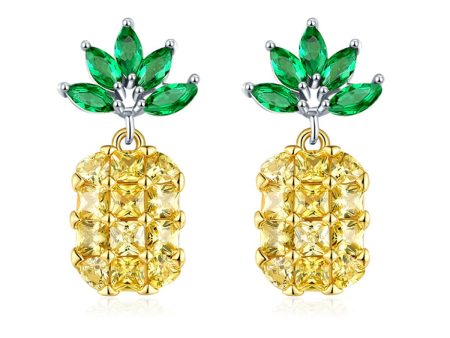 Yellow & Green Crystal Pineapple Drop Earrings Online Hot Sale