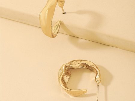 18K Gold-Plated Irregular Half-Hoop Huggie Earrings For Discount