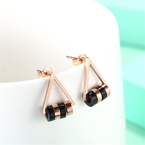 Black Acrylic & 18K Rose Gold-Plated Triangle Stud Earrings Online Sale