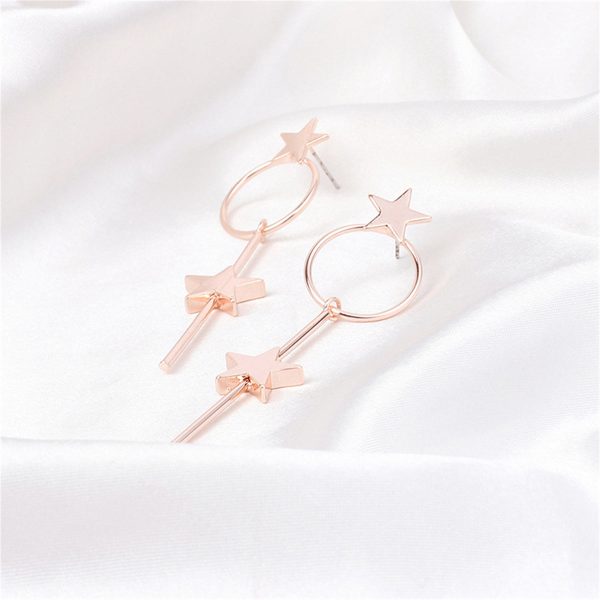 18K Rose Gold-Plated Star Magic Wand Drop Earrings Fashion