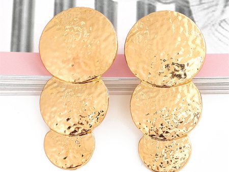 18K Gold-Plated Hammered Stacked Circle Drop Earrings Online now