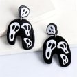 Black Acrylic & Silver-Plated Ghost Drop Earrings For Discount