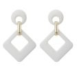 White Enamel & 18K Gold-Plated Open Rhombus Drop Earrings For Sale