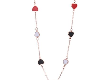 18K Rose Gold-Plated Heart Station Necklace Cheap