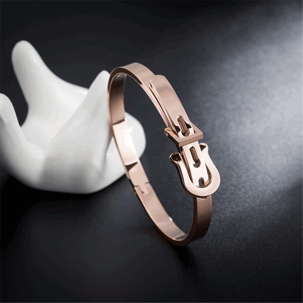 18K Rose Gold-Plated Belt Bangle Online now