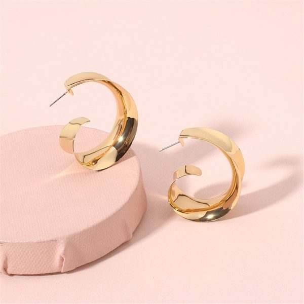 18K Gold-Plated Leaf Curl Huggie Earrings For Sale