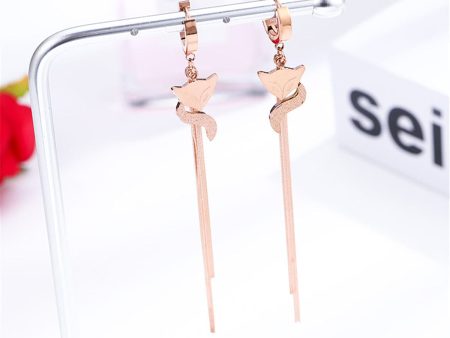 18K Rose Gold-Plated Frosted Fox Drop Earrings Supply