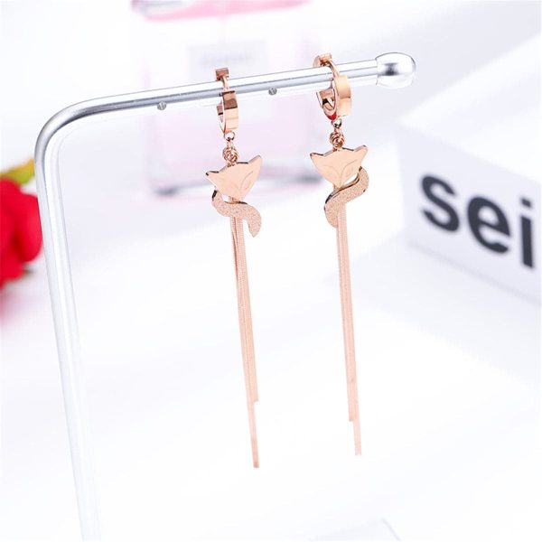 18K Rose Gold-Plated Frosted Fox Drop Earrings Supply