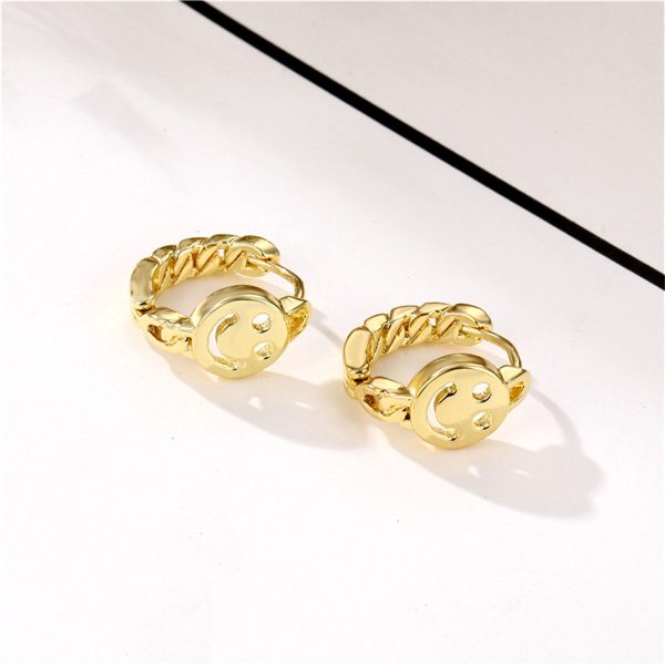 18K Gold-Plated Openwork Smile Huggie Earrings Cheap