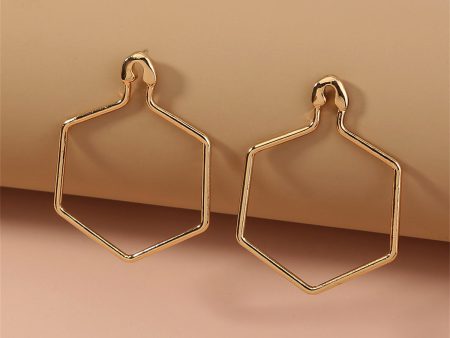 18K Gold-Plated Open Hexagon Drop Earrings Supply