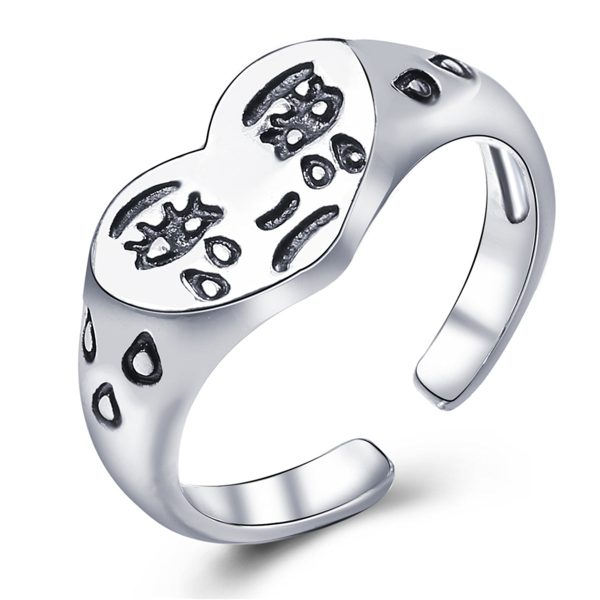 Silver-Plated Crying Heart Open Band Ring on Sale