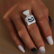 White & Silver-Plated Pumpkin Candy Adjustable Ring on Sale