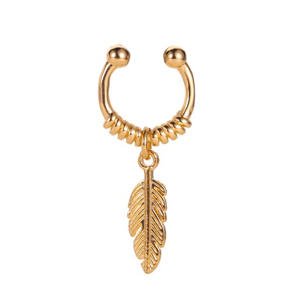 18K Gold-Plated Feather Charm Ear Cuff Supply