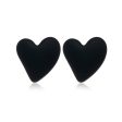 Black Acrylic & Silve-Plated Heart Stud Earrings Supply