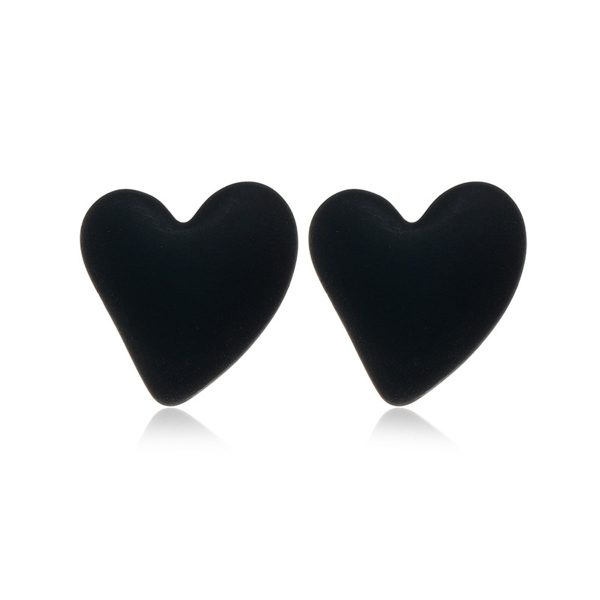 Black Acrylic & Silve-Plated Heart Stud Earrings Supply