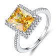 Yellow Crystal & Cubic Zirconia Cushion-Cut Halo Ring For Cheap