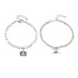 Silver-Plated Pumpkin & Skull Charm Layered Bracelet - Set Of Two Sale