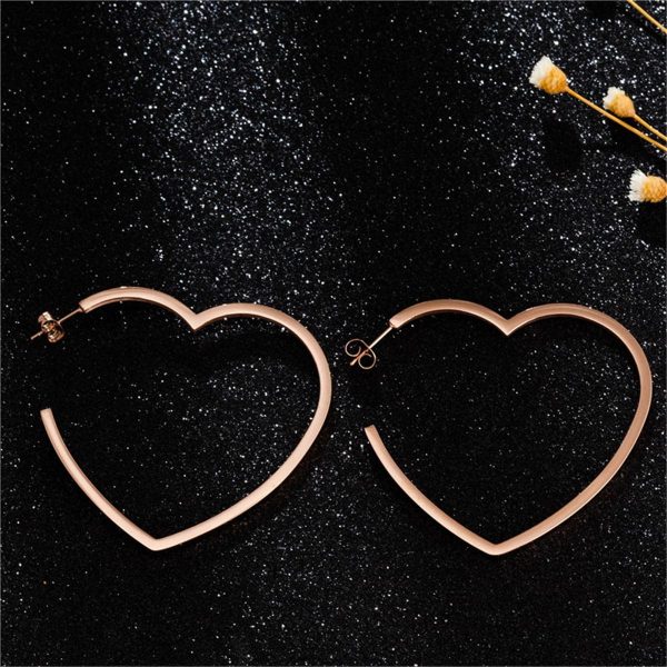 18K Rose Gold-Plated Heart Hoop Earrings Online Sale