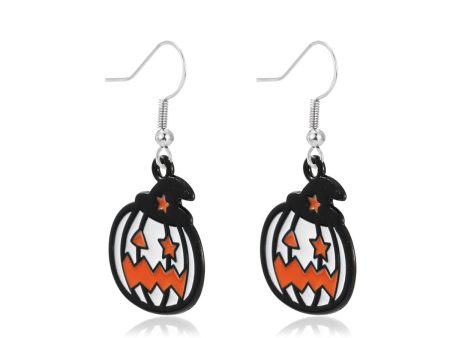 Black & White Stripe Jack-O -Lantern Drop Earrings Sale