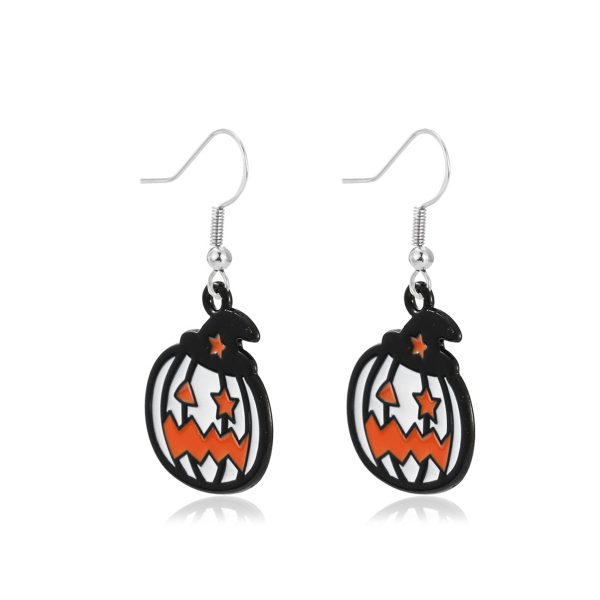 Black & White Stripe Jack-O -Lantern Drop Earrings Sale