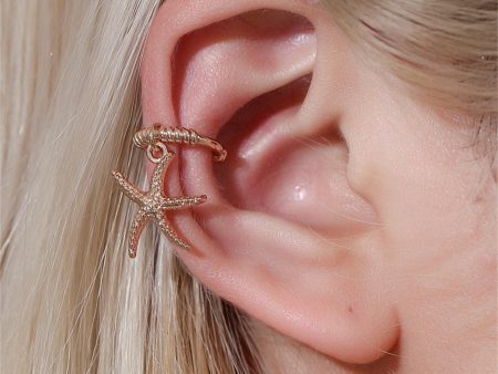 18K Gold-Plated Starfish Charm Ear Cuff on Sale