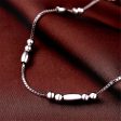 Sterling Silver Long Bead Charm Anklet Discount