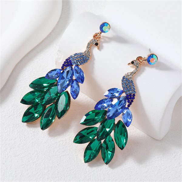 Blue & Green Crystal Cubic Zirconia Peacock Drop Earrings For Discount